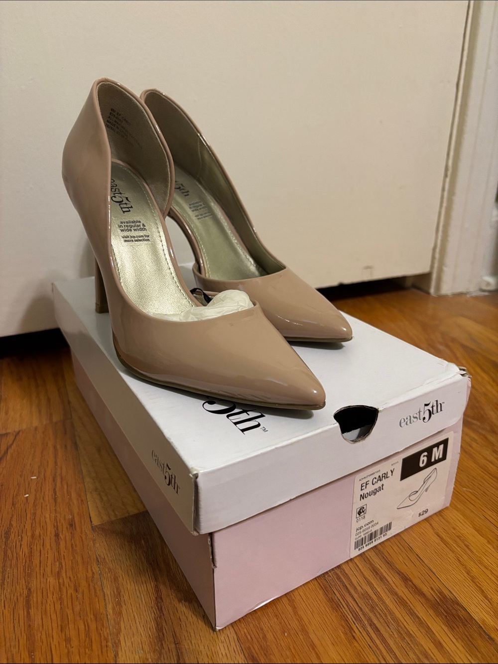 East 5th Nude Patent Pointed-Toe Pumps